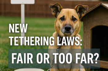 A tethered dog to support the article, To Tether Or Not To Tether?