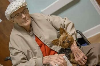 elderly man and dog