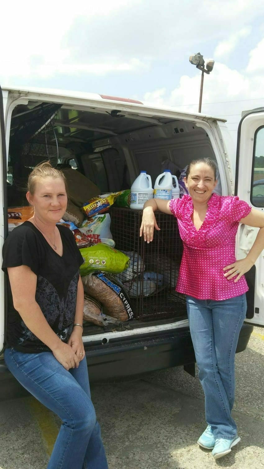 dog rescuers with truck on a mission