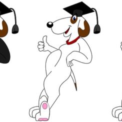 cartoon of a dog wearng a college graduation cap