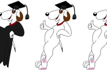 cartoon of a dog wearng a college graduation cap