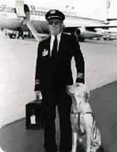 Pilot with a seeing eye dog