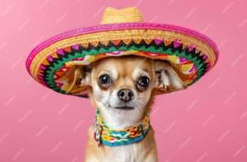 chihuahua in a sombrero celebrating Cinco de Mayo