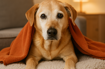 senior dog on a blanket as a senior dogs wishes to do