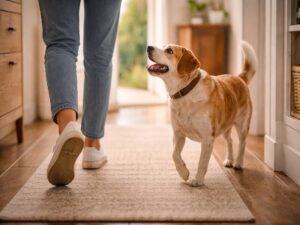 dog following its owner as one of the signs your dog loves you.