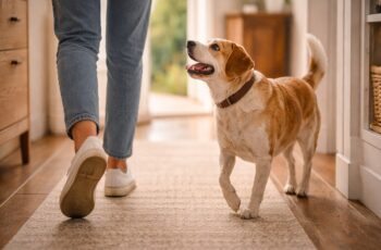 dog following its owner as one of the signs your dog loves you.